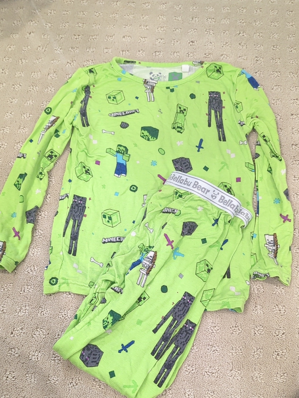 Kids Green Minecraft-Inspired Pajama Set